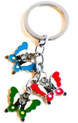 Present, nyckelring med fjärilar